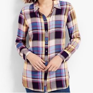 NWT Talbots Women's Button Up Plaid Tunic Top